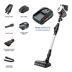 Bosch BCS712GBKIT Unlimited 7 BCS712GB Cordless Vacuum Cleaner - 80 minutes run time - White & Black PLUS Battery
