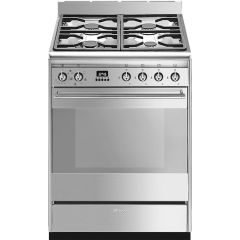 Smeg SUK61MX9 60cm Concert Stainless Steel Single Cavity Dual Fuel Cooker