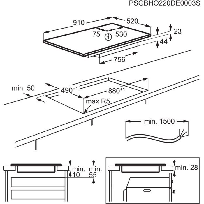 Aeg TP95RA07FB 90cm Ceramic Hob - Black