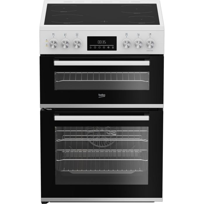 Beko EDC6731W 60cm Double Oven Electric Cooker with Vitroceramic Hob - White