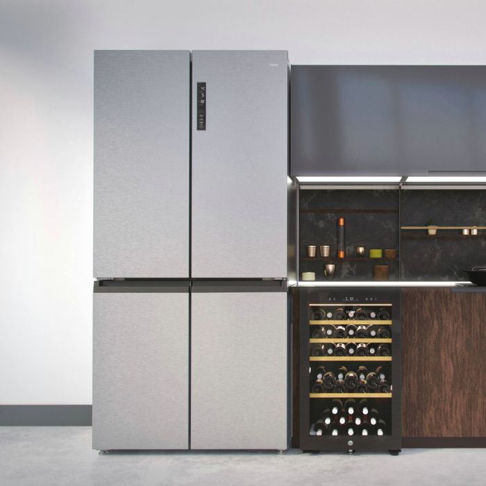 Haier HCR59F19ENMM 90.8cm 60/40 Frost Free American Fridge Freezer - Platinum Inox