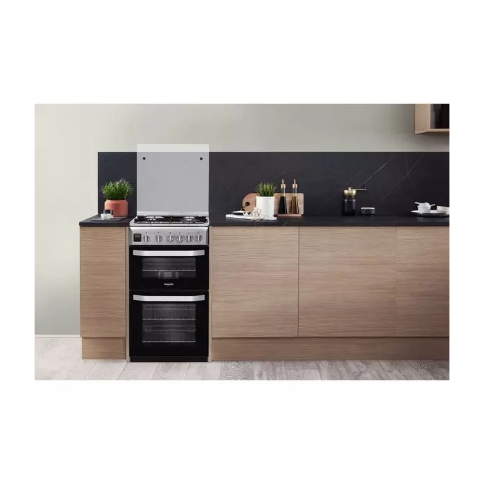 Hotpoint HD5G00CCX 50cm Twin Cavity Gas Cooker - Stainless Steel