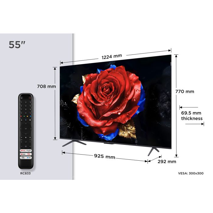 TCL 55T8C-UK 55inch 4K QLED HDR Ultra HD Google TV