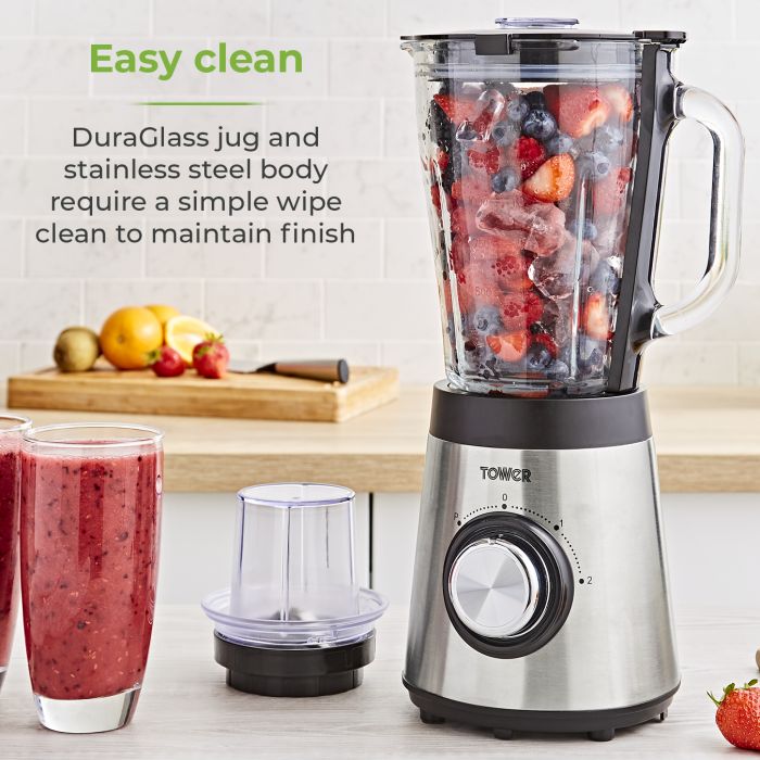 Tower T12073 50W Glass Jug 2 Speed Table Blender