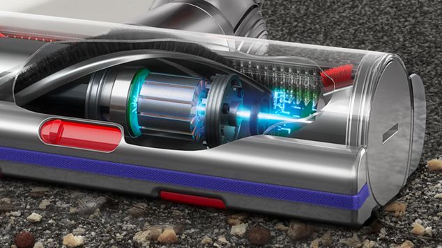 Dyson V15 Detect Absolute cutaway illustration of Motorbar's cleaner head.